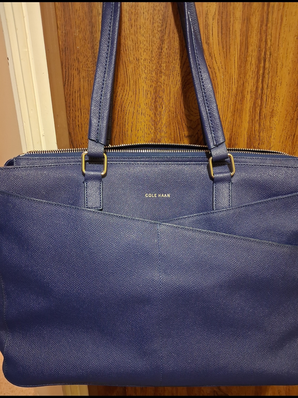Cole Haan Royal Blue Saffiano Tote with Gold Hardware